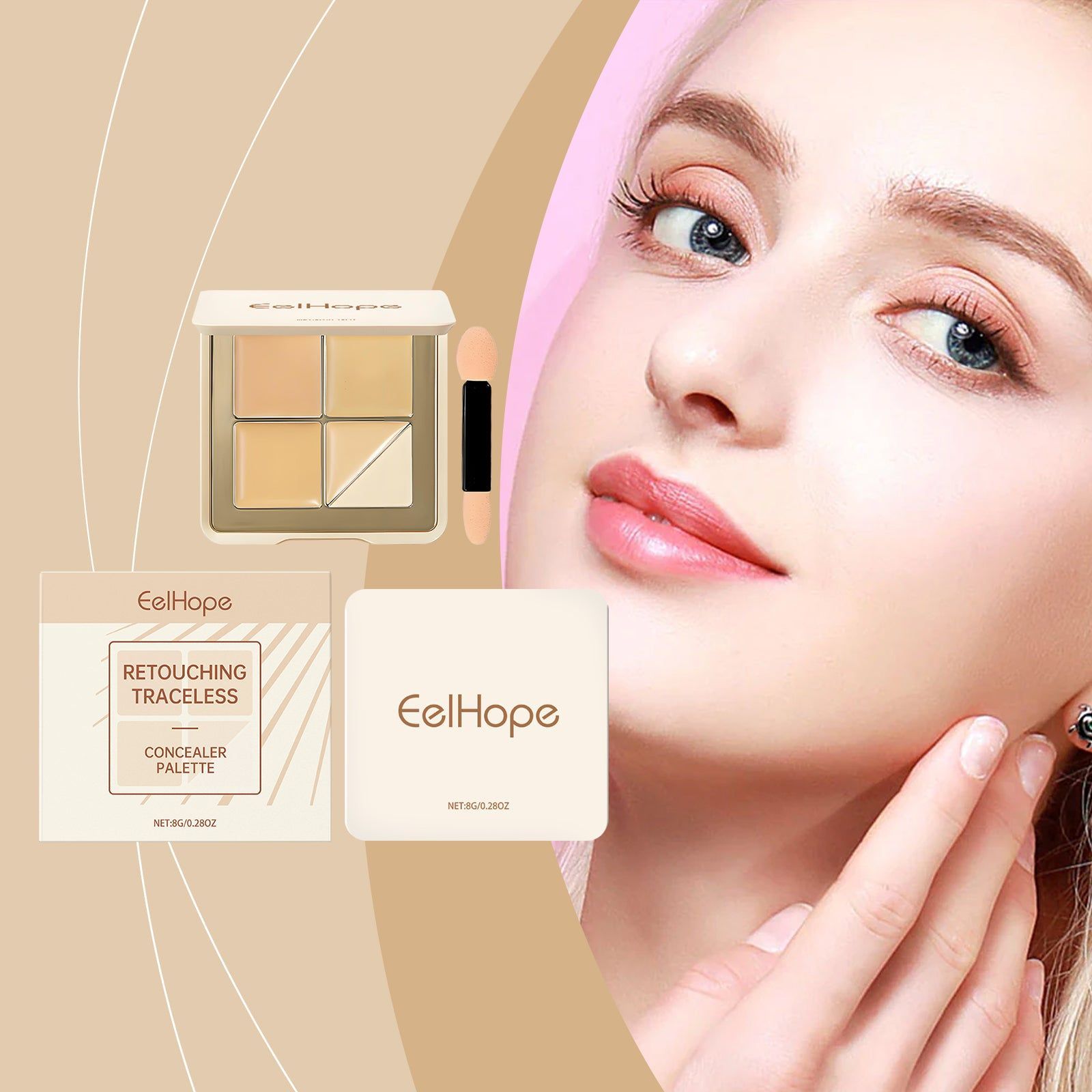 Concealer Palette, Natural Light Cover, Long-lasting, Moisturizing, Flawless Skin ,1set