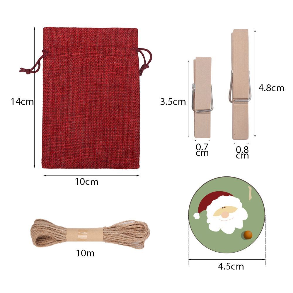 24 Days Advent Calendars Bags Christmas Drawstring Burlap Gift Bag DIY Xmas Decorations