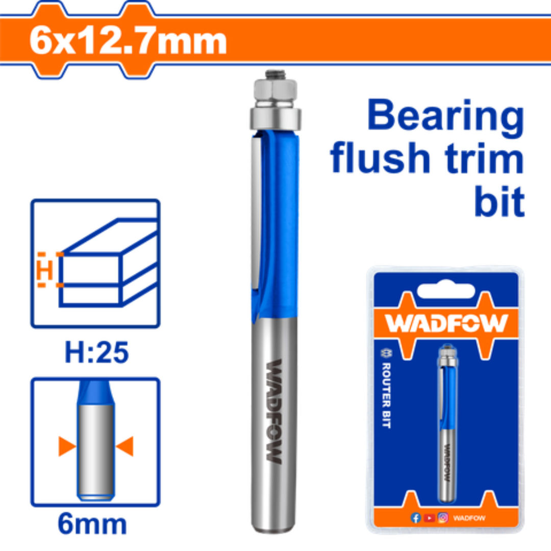 WADFOW Router Bit Flush Trim Type, 6mm Shank