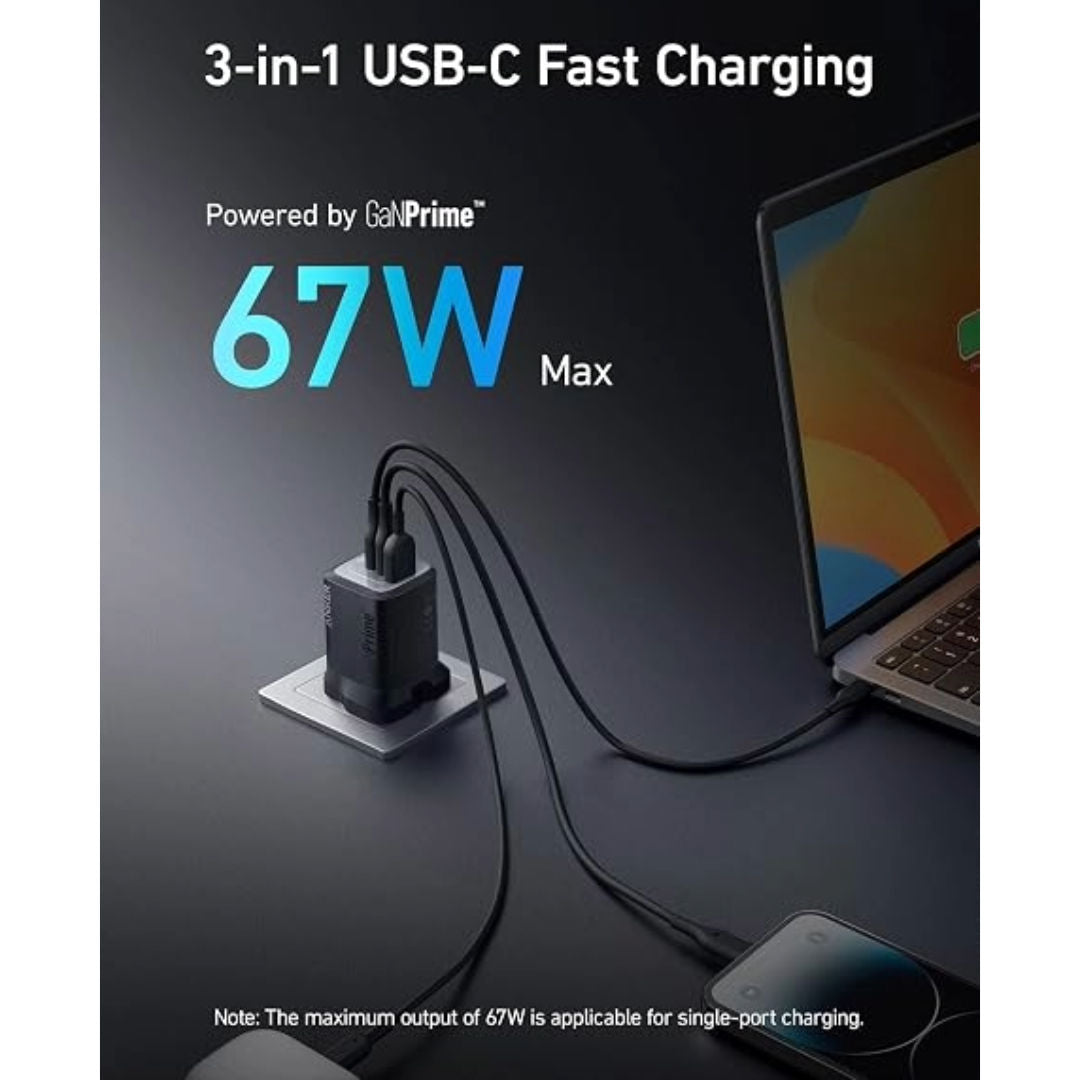 Anker 336 67W Charger With 2USB-C & 1USB-A Port, A2674K11