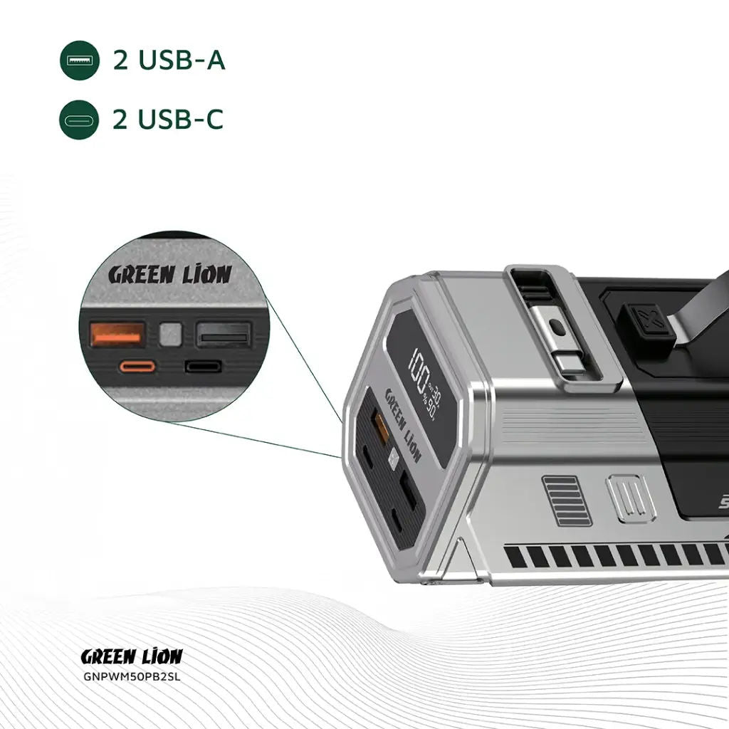 Green Lion 50000mAh Power Bank 22.5W, Silver