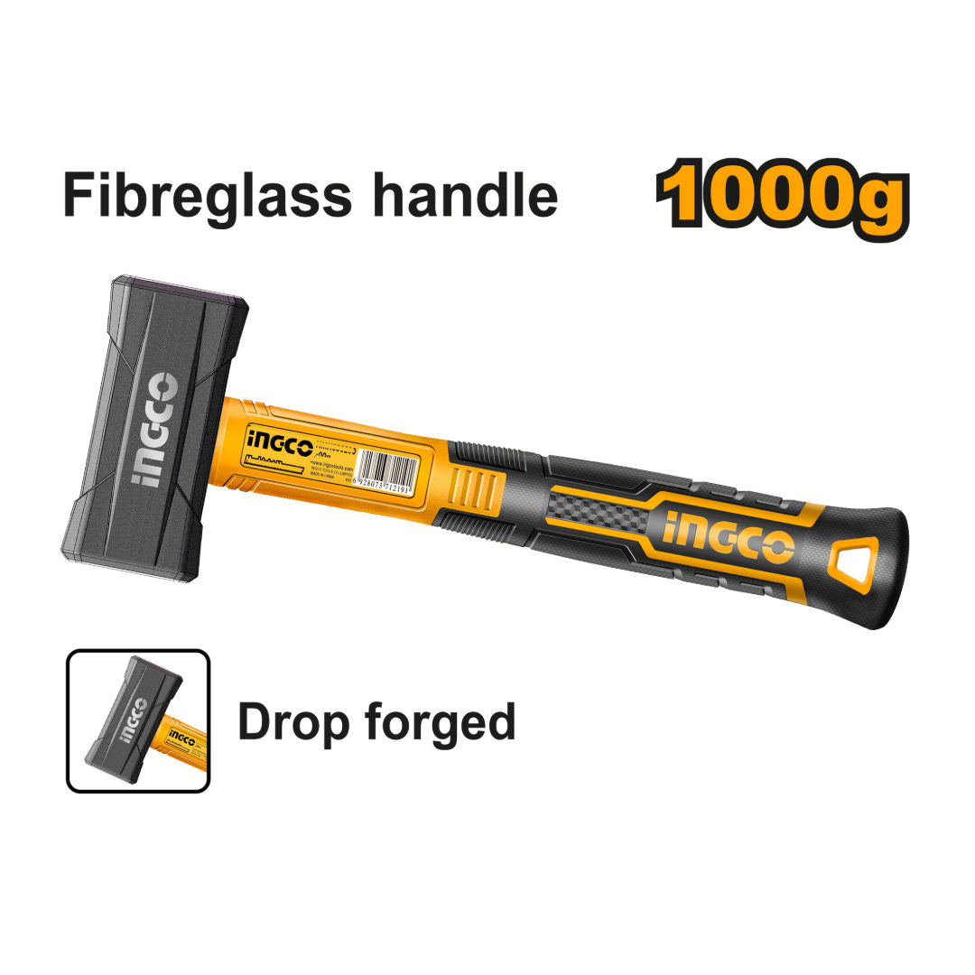 INGCO Stoning Hammer, 45 Steel Head, Fiberglass Handle