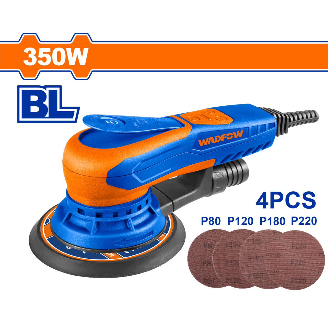 WADFOW Orbital Sander, 350W Brushless Motor, 220-240V, 4000–10,000rpm