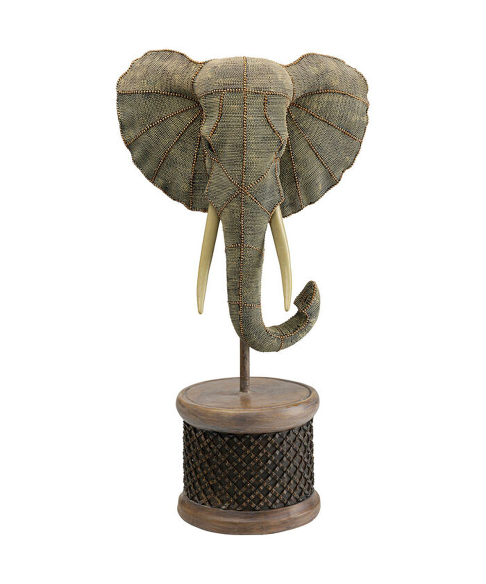 Elephant Head Deco Object with Beaded Detail