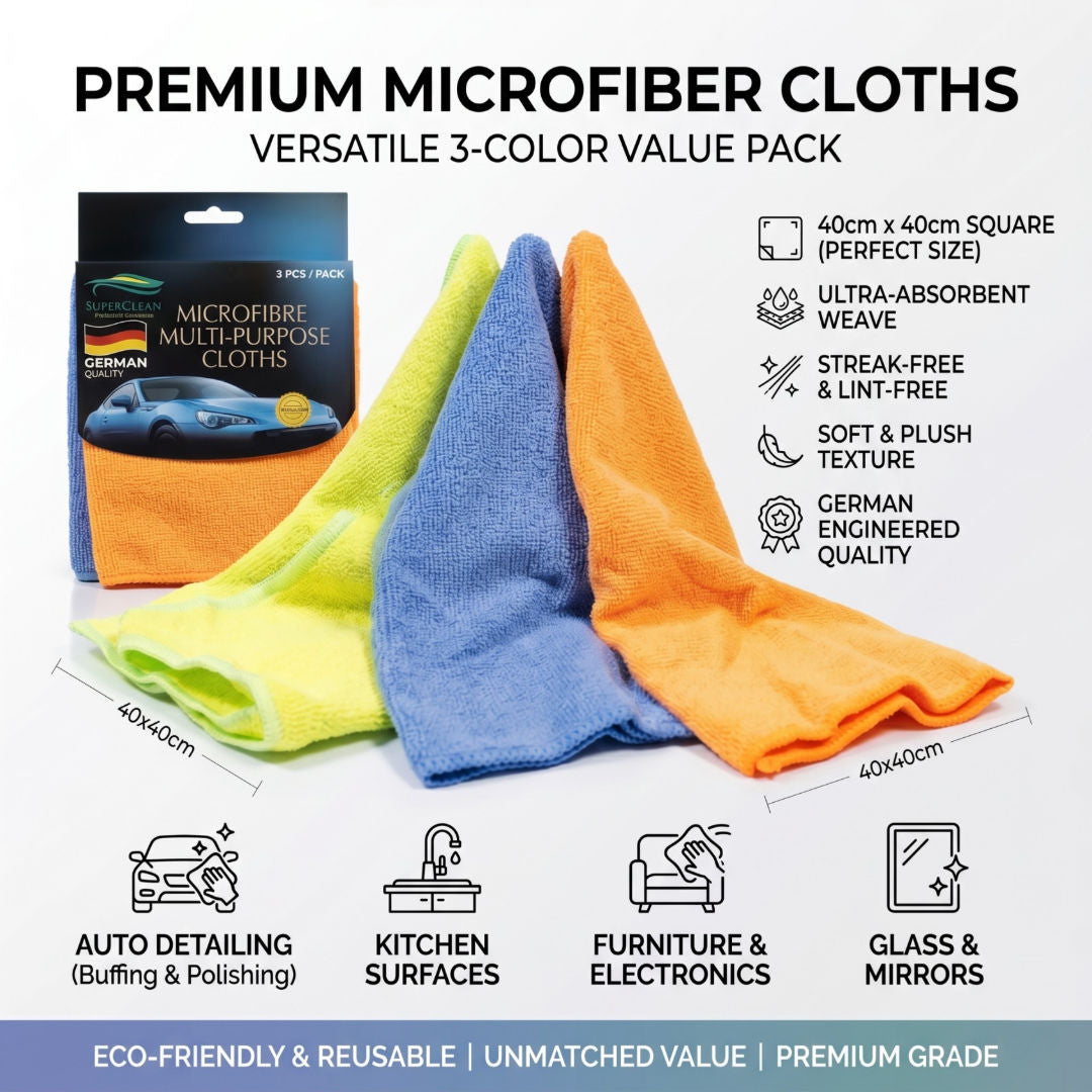 Super Clean Premium Microfiber Cloths, 3 Piece