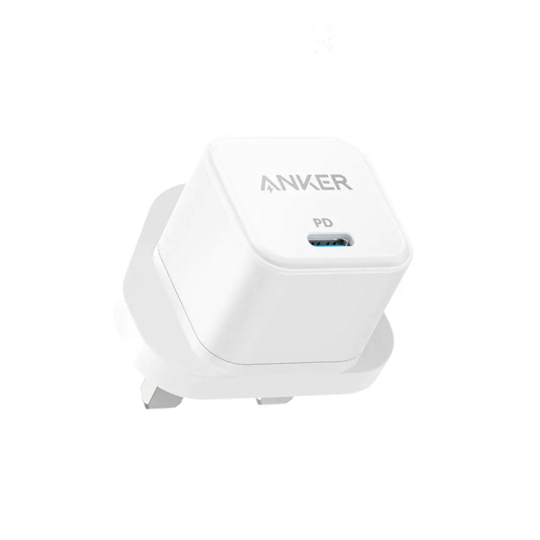 شاحن Anker PowerPort III بقدرة 20 واط ومزود بمنفذ USB-C، مكعب شحن سريع بتقنية PD، تصميم مدمج