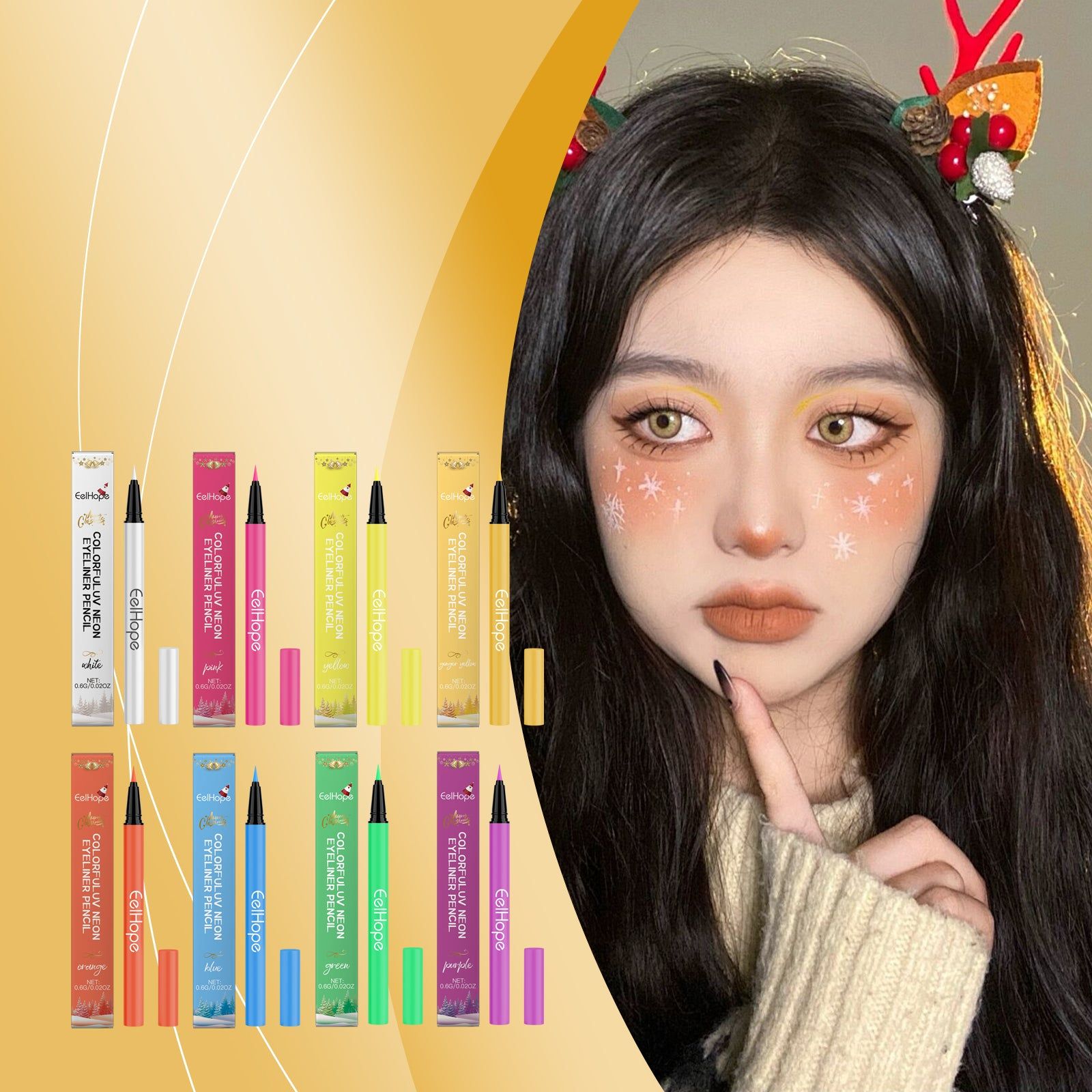 8-Color Neon UV Liquid Eyeliner, Long-Lasting, Quick-Dry, Perfect for Party Makeup ,0.6g
