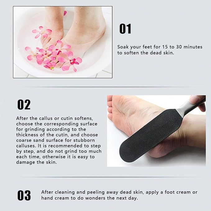 Professional Pedicure Foot File Stainless Steel Foot Rasp with 12 Replaceable Refill Strips