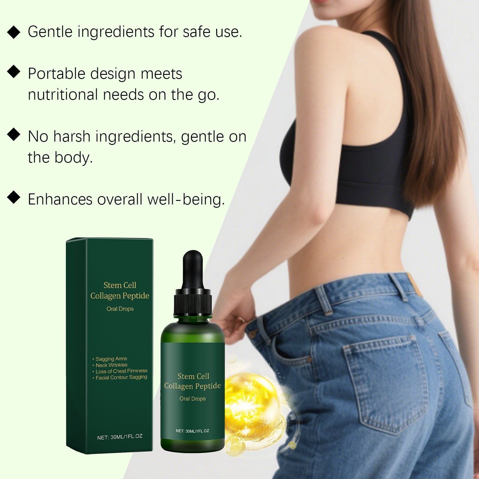 Collagen Peptide Oral Drops, Daily Body Care, Boost Energy, Improve Skin, Nutritional Supplement ,30ml