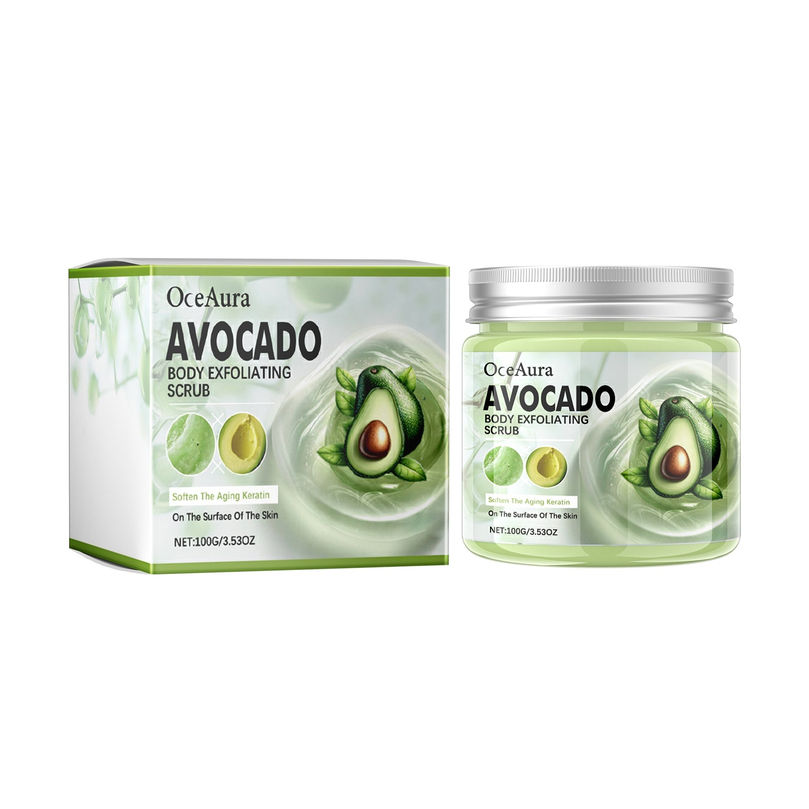 Avocado Body Exfoliating Scrub for Deep Cleansing Brightening Smooth Skin, Natural Skin Care ,100g