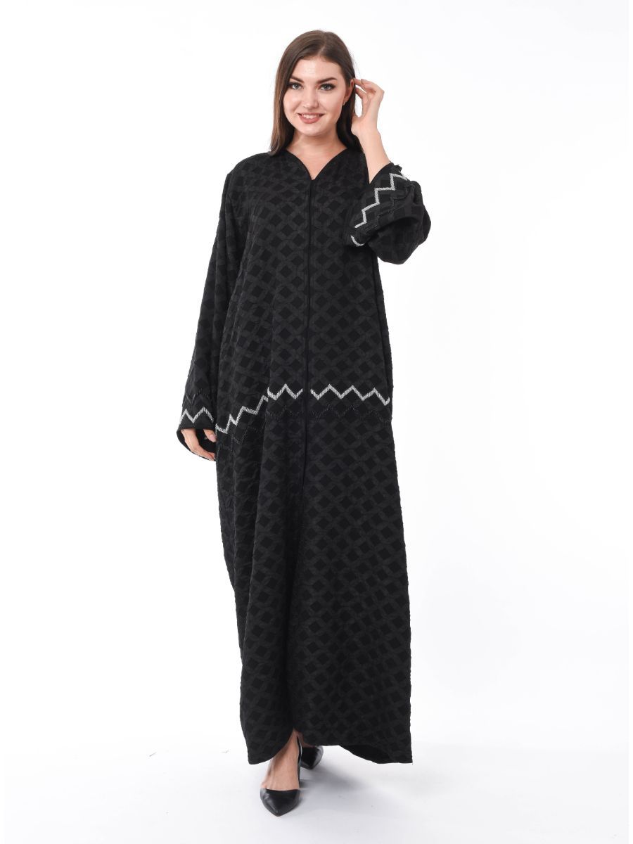 MOiSTREET Jacquard Exotic Abaya with Hand Embroidery