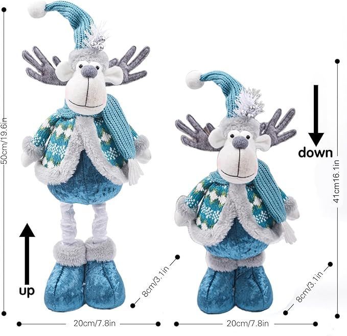 Christmas Plush Santa Claus Snowman Telescopic Doll Desktop Ornament Holiday Decoration