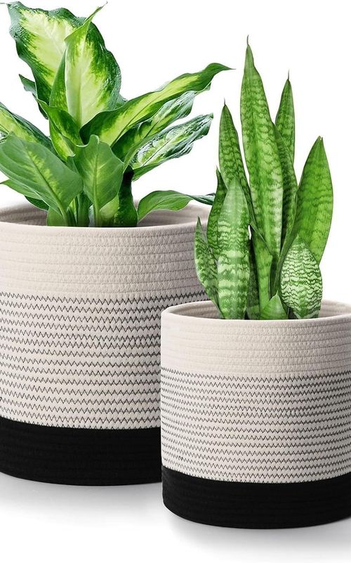 Mini Woven Jute Cotton Rope Plant Storage Basket for Home