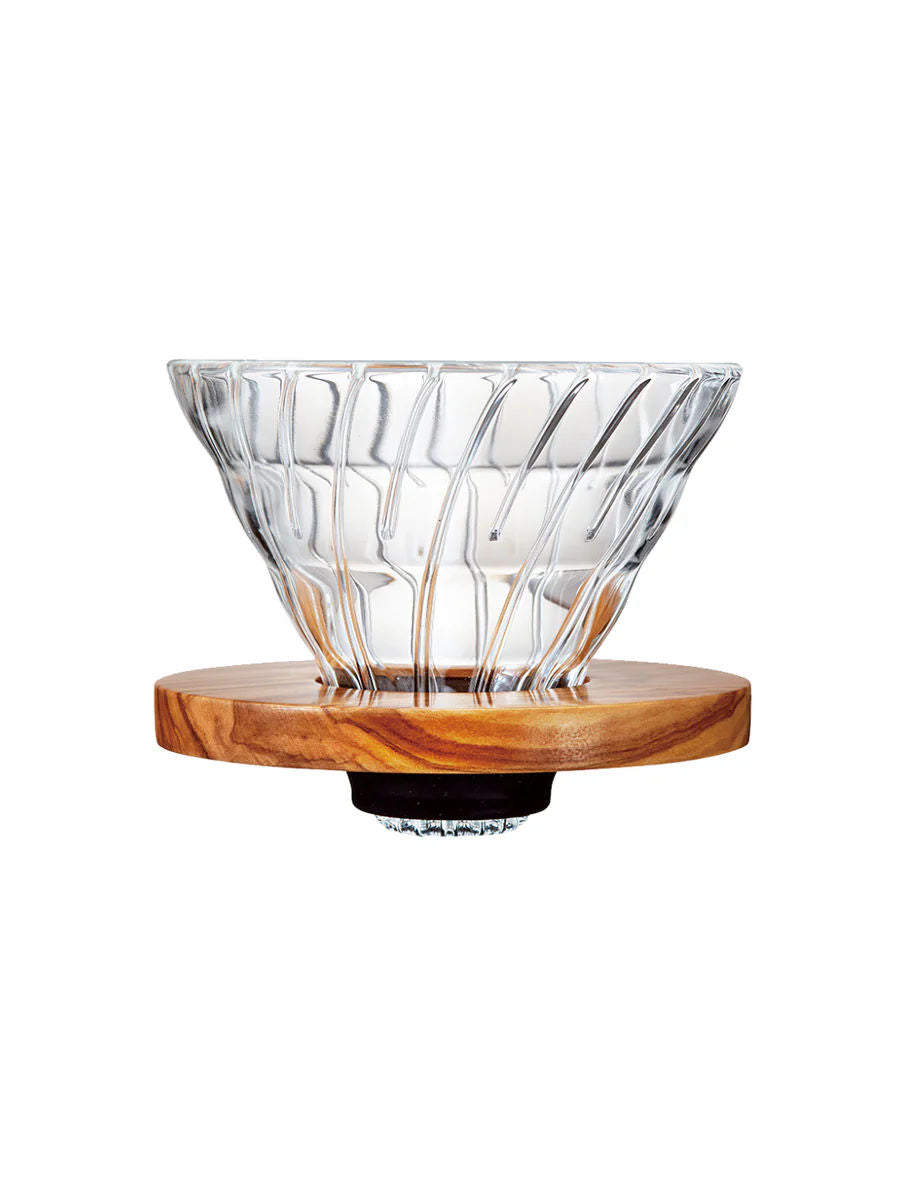 Hario V60 Glass Dripper - Olive Wood