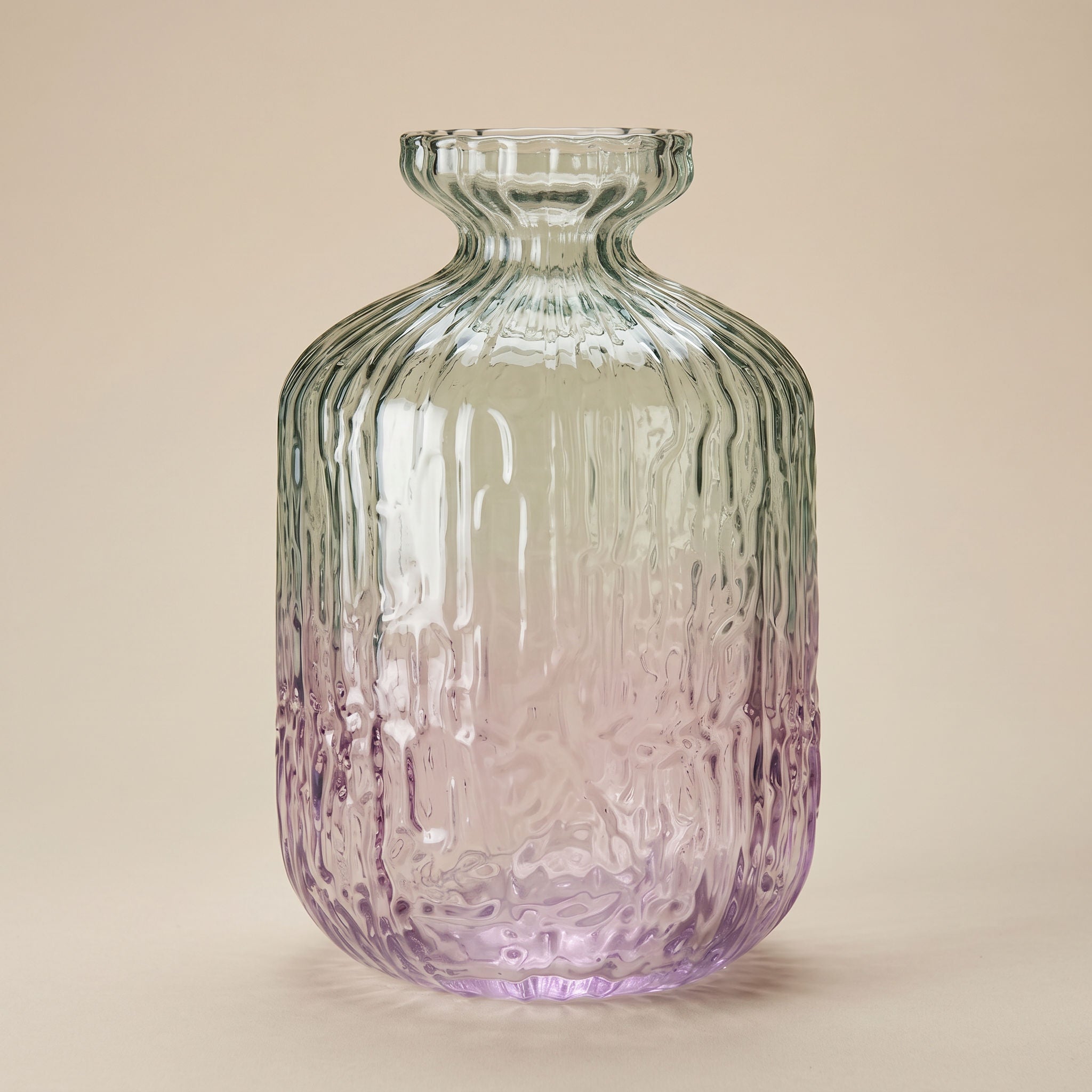 Tati deco Ombre ridged glass vase small