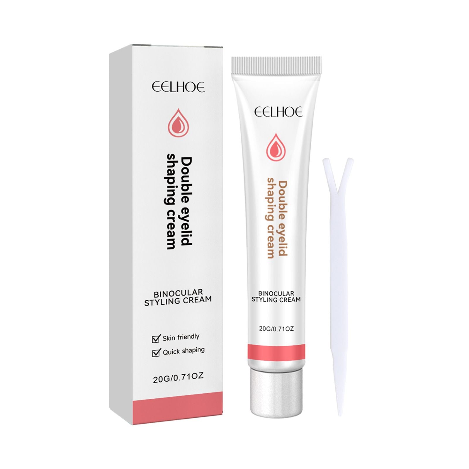 EELHOE Double Eyelid Shaping Cream, Long-Lasting Invisible Eyelid Styling Cream, 20g with Y-shaped Fork, Natural Moisturizing Eyelid Lift for Charming Eyes