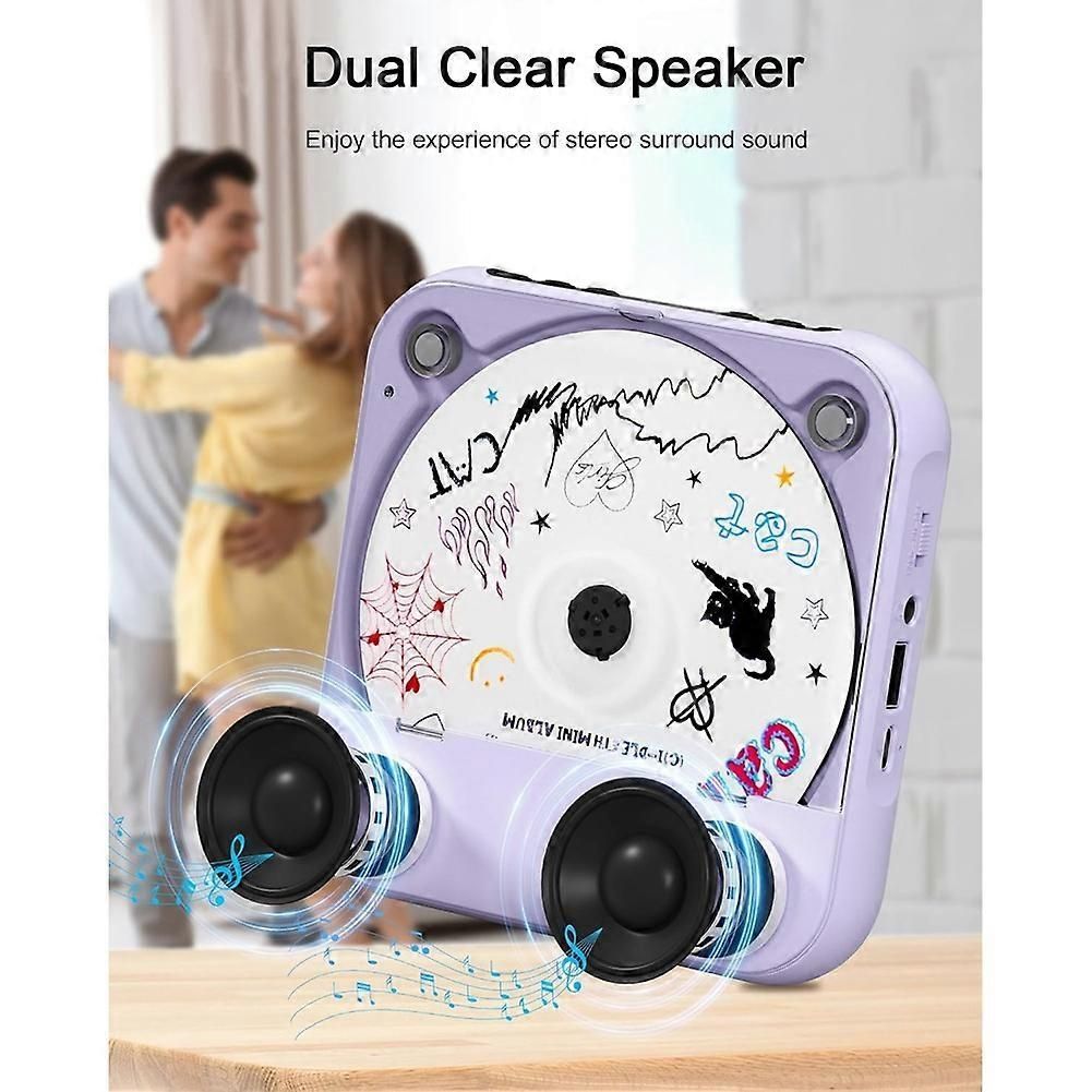 CD Player Portable with Dual Stereo Speakers, Rechargeable Portable CD Player with Bluetooth