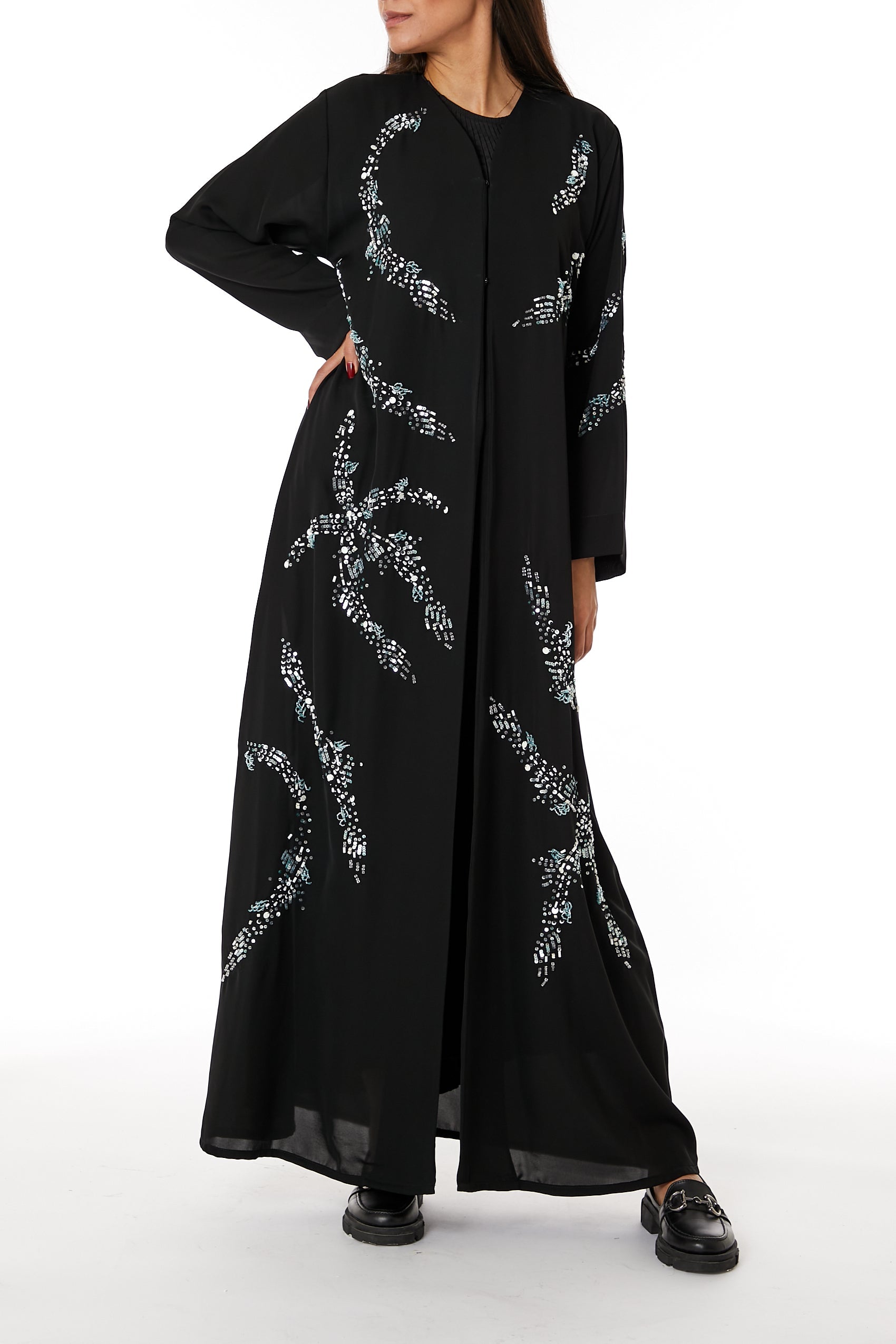MOiSTREET Black Nida Embroidered Abaya