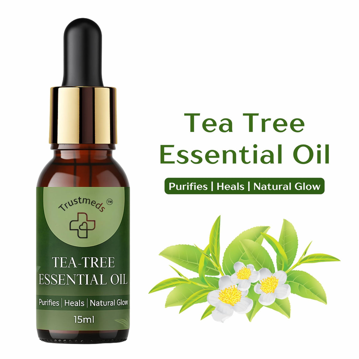 Trustmeds Tea Tree Essential Oil for Skin Hair & Aromatherapy