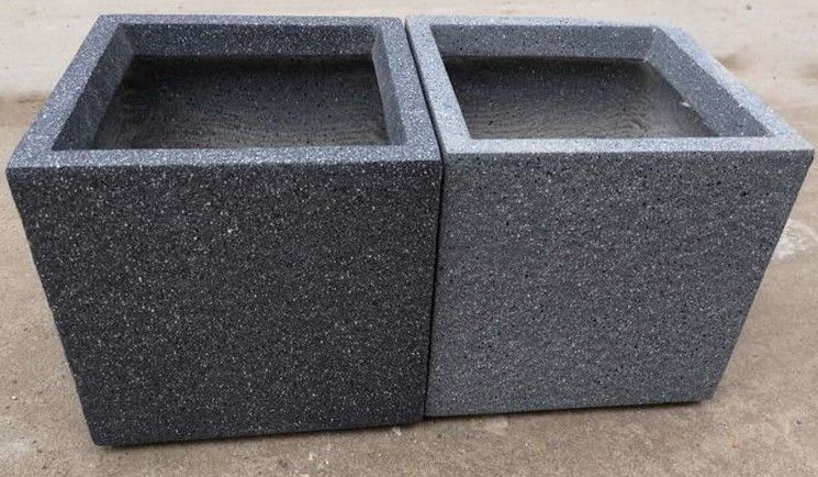 28x28x28cm Square Stone-Look Fiberclay Planter #KD-030