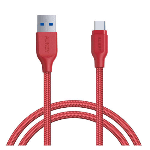 AUKEY BRAIDED NYLON USB 3.1 USB-A TO USB-C-Red