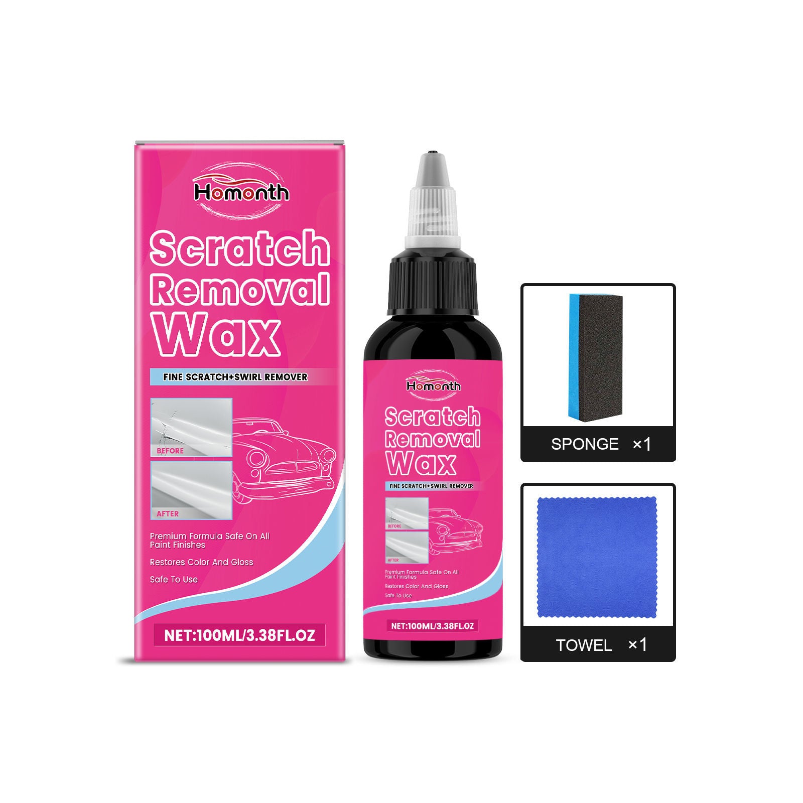Car Scratch Repair Kit, Fast Paint Touch Up, Car Coating Maintenance, Restore Shine ,1set