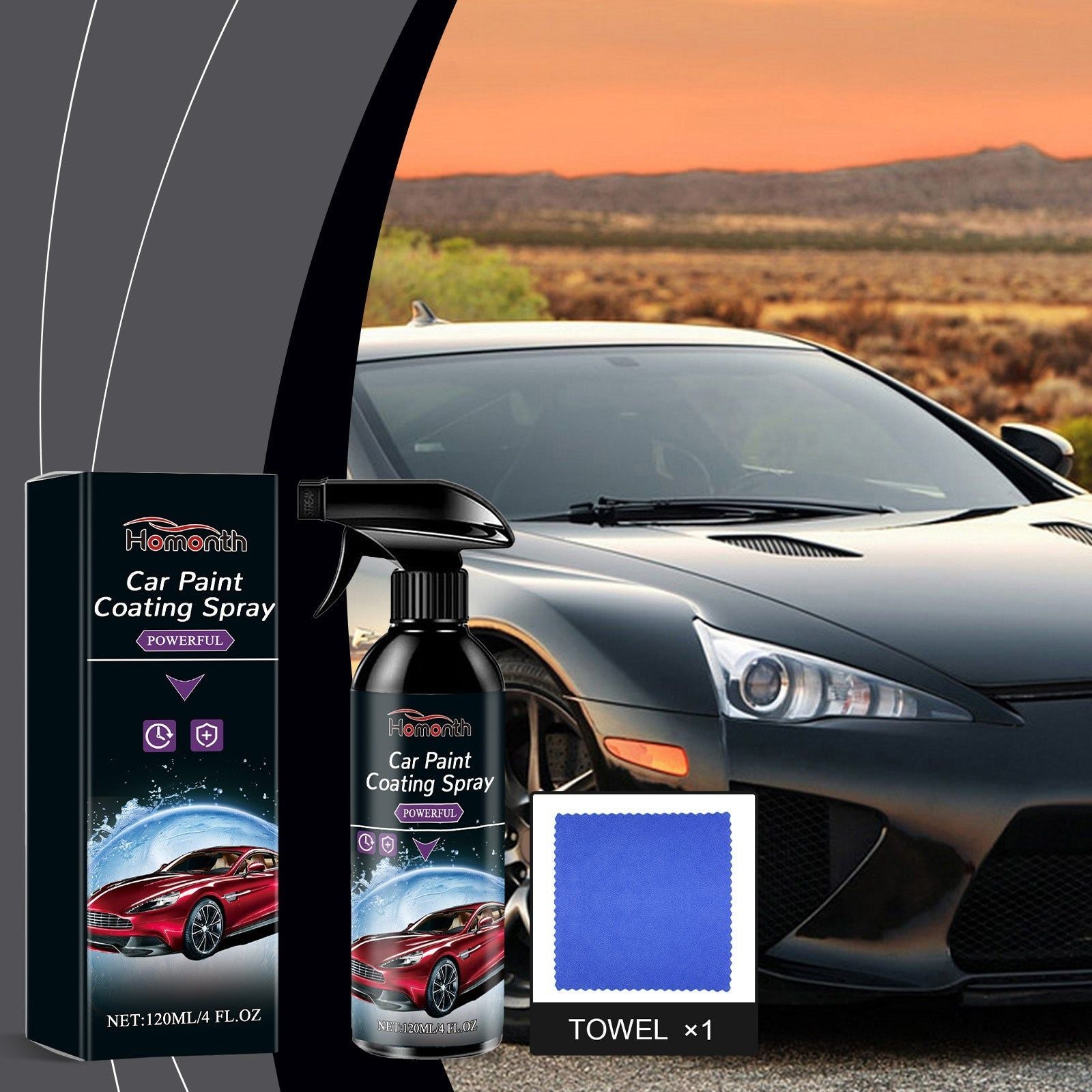 Car Maintenance Spray, Anti-Fouling Waterproof Coating, Restore Shine, Easy Application ,1set