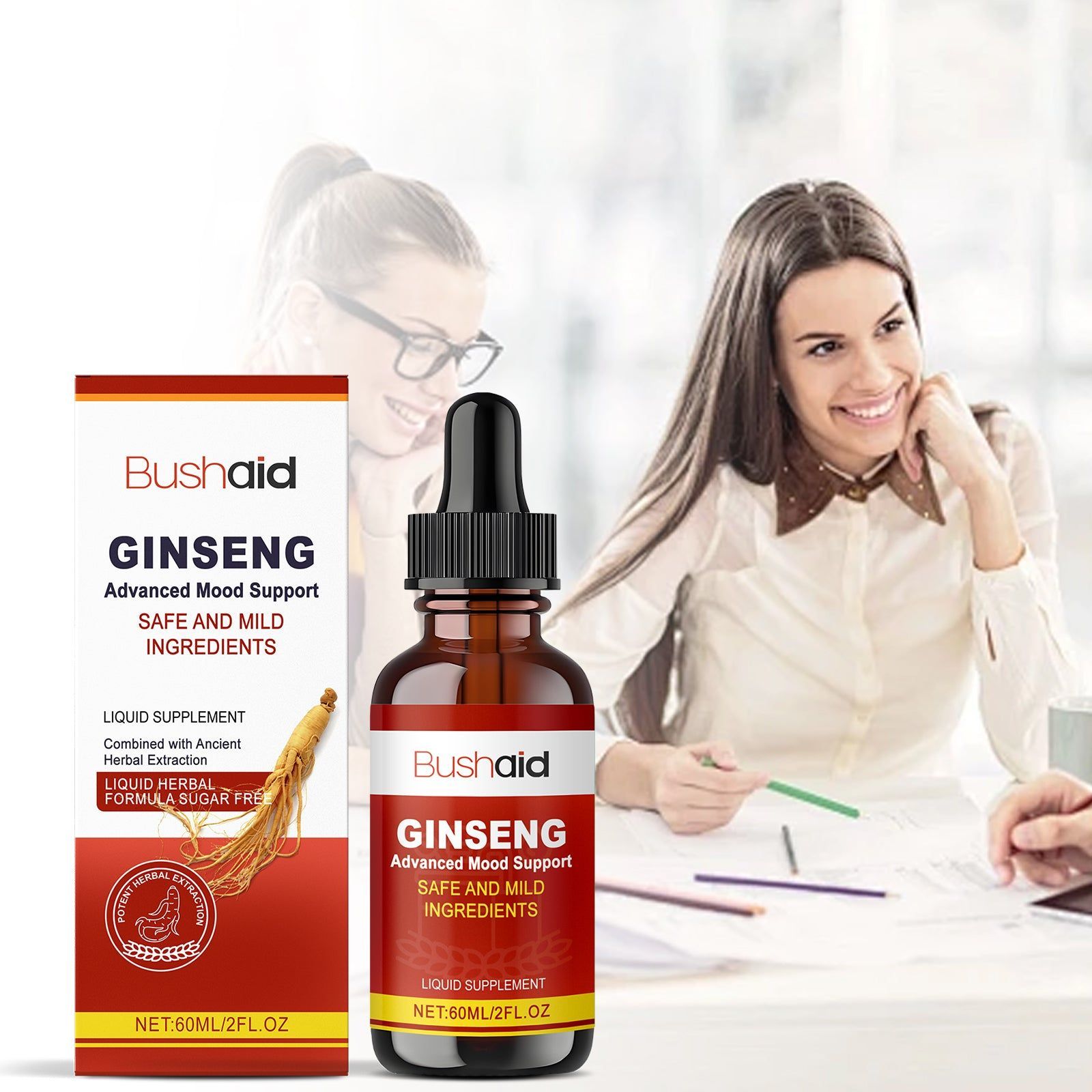 Boost Energy and Relaxation with BushAid Ginseng Body Care Drops, Natural Wellness ,60ml