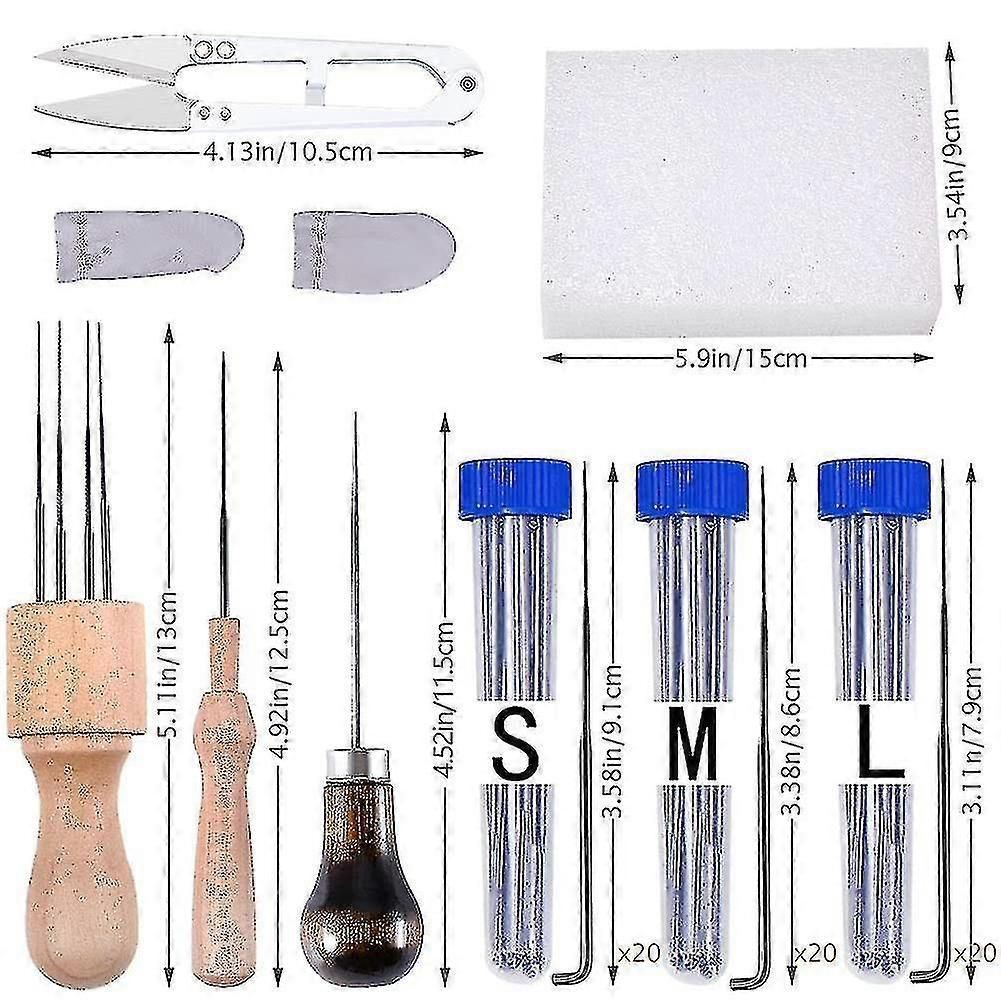 Wool Felting Needles Tool, Needle Felting Supplies Includes 60pcs Wool Felting Needle, 2pcs Felting Needle Tool