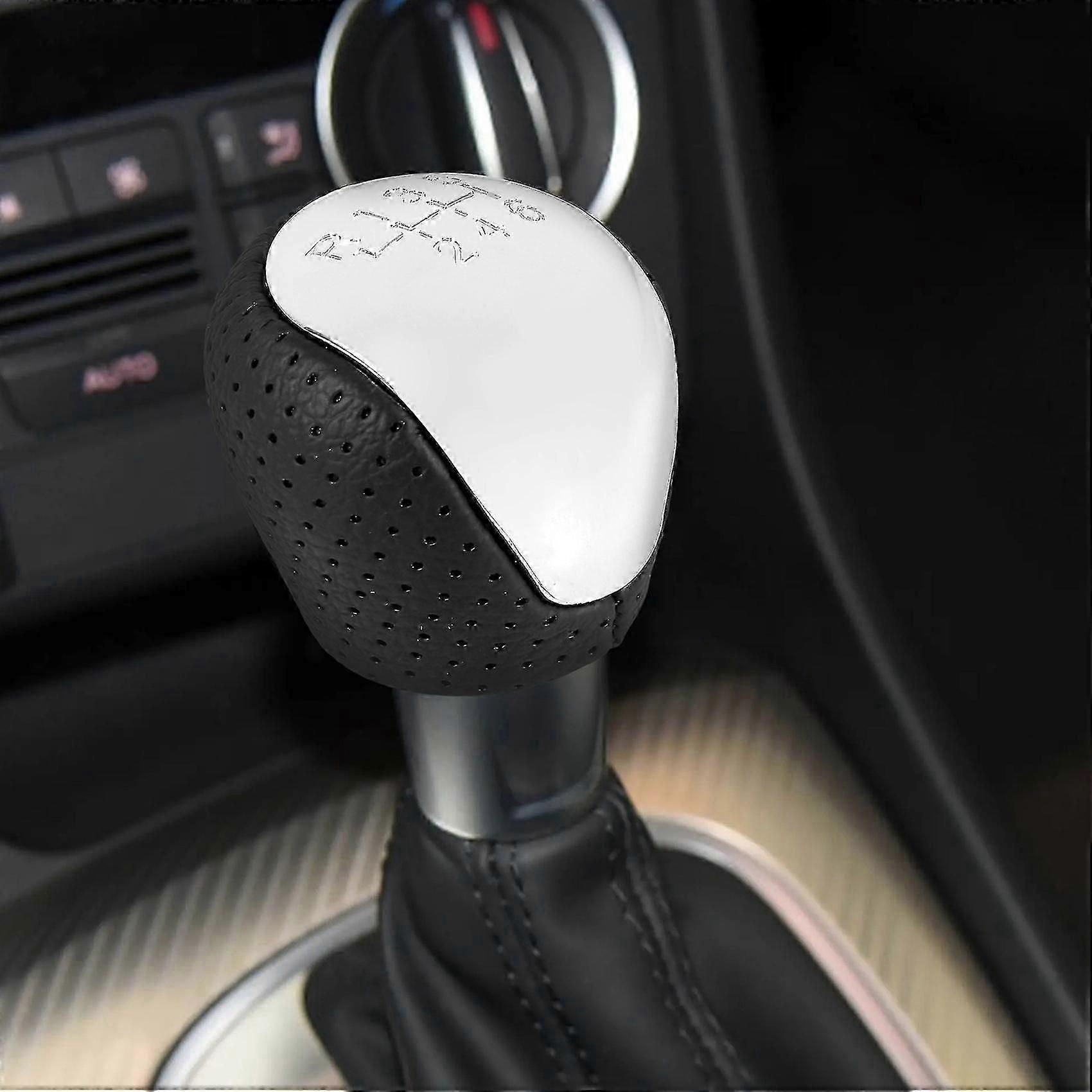Sport Perforated Leather Gear Knob Chrome 6-speed For I30 Ix35
