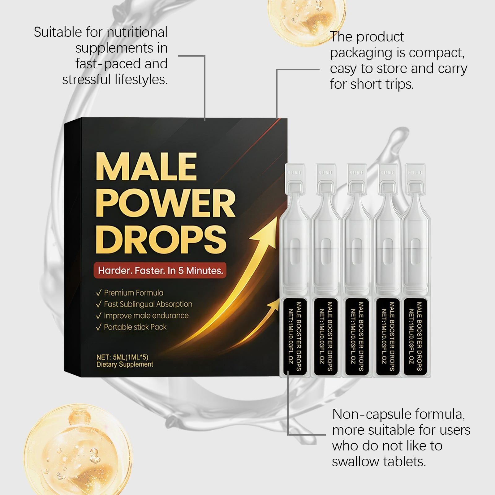 Boost Vitality with Male Body Care Drops, Enhance Energy, Rebuild Strength ,1 set