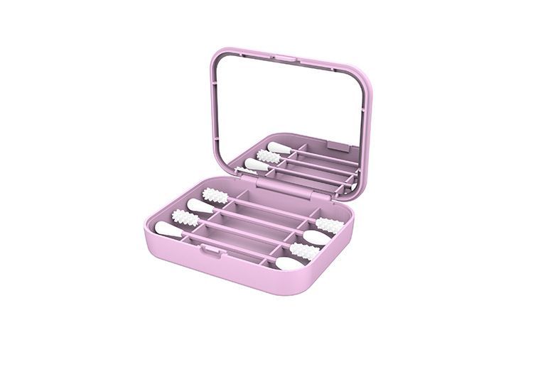 4pcs/Box Reusable Cotton Swab Ear Cleaning Cosmetic Silicone Buds Swabs Sticks With Makeup Mirror