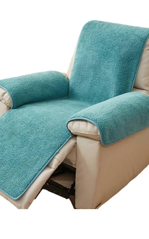 Plush Lambswool Armrest Protector Cover For Sofa Recliner Slip Yellow