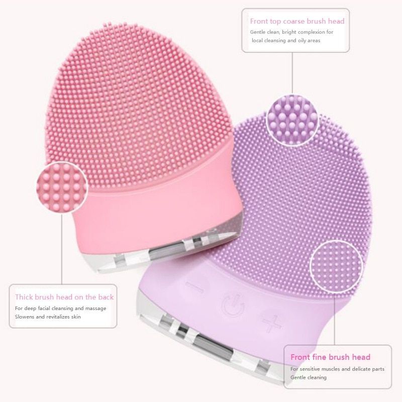 Electric Facial Cleansing Brush Silicone Sonic Vibration Face Scrubber Cleaner