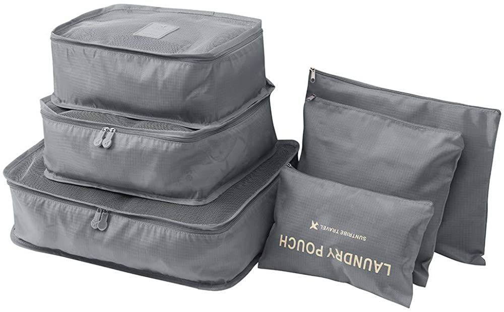 6 Pack Travel Storage Bags Waterproof Clothes Packing Cube Luggage Organizer Pouch