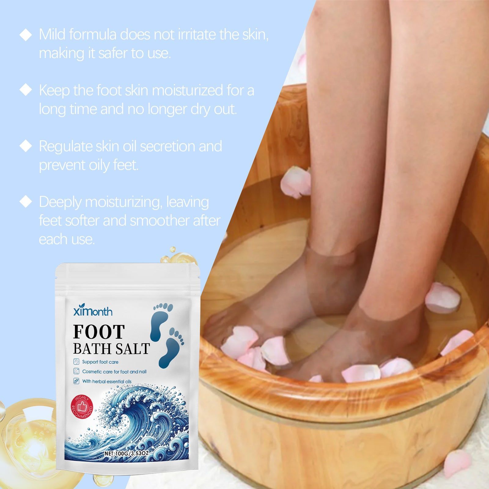 Body Care Foot Bath Salts, Moisturize, Firm, Detox, Relax, Spa Treatment ,100g