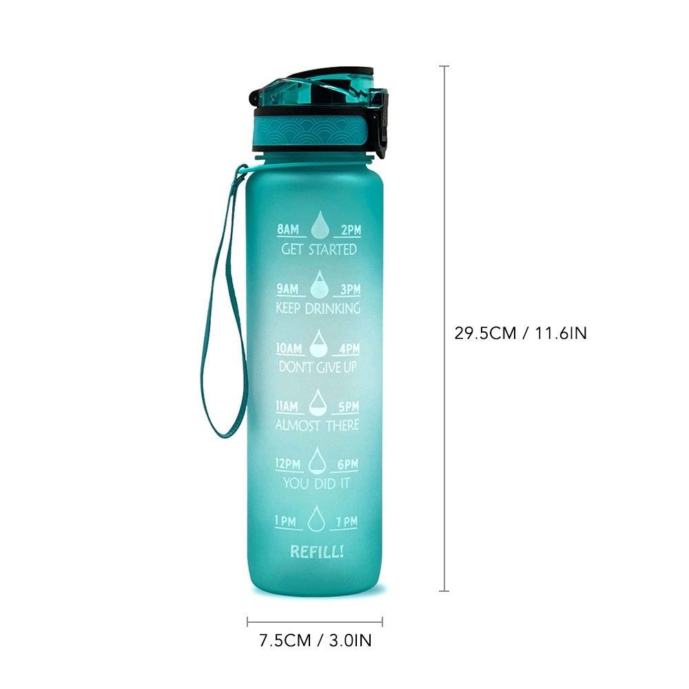Sports Water Bottle With Time Marker BPA Free Water Jug 1000ml