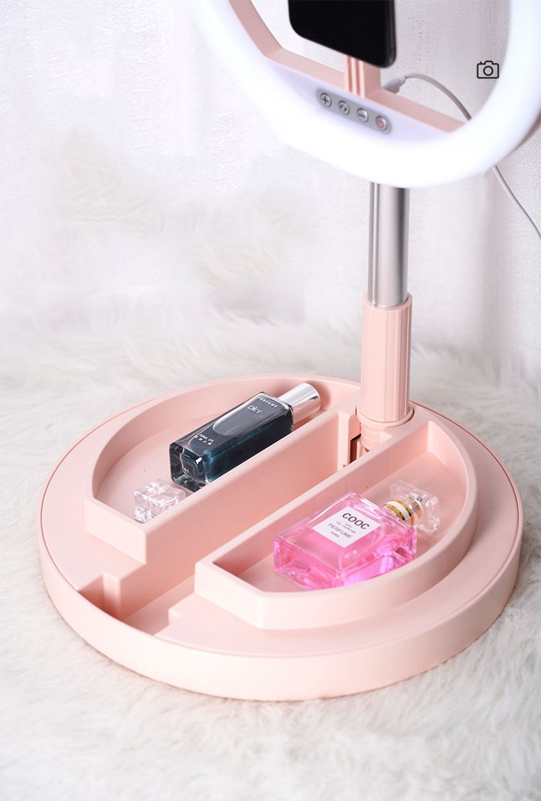 Foldable Selfie Sitick Phone Stand 360 Rerotion With Led Circle Lamp Fill Light