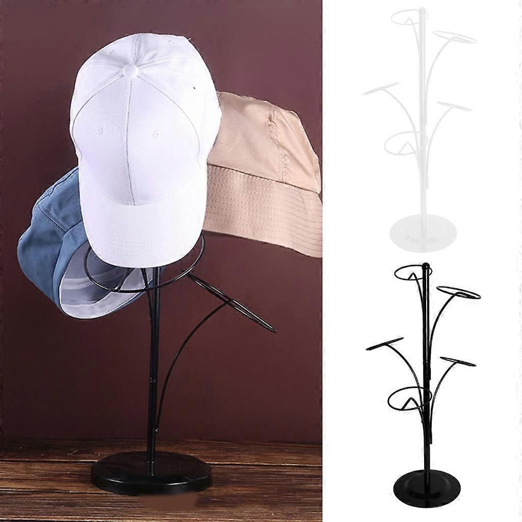 Metal Hats Display Rack with 5 Round Standing Hooks