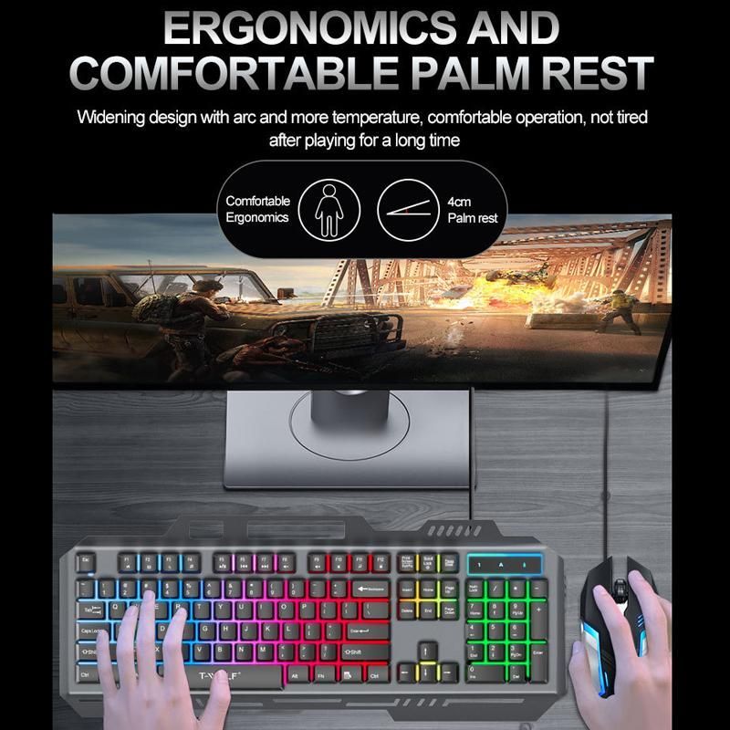 TF600 104-Key Wired Backlit Keyboard and Mouse Combo