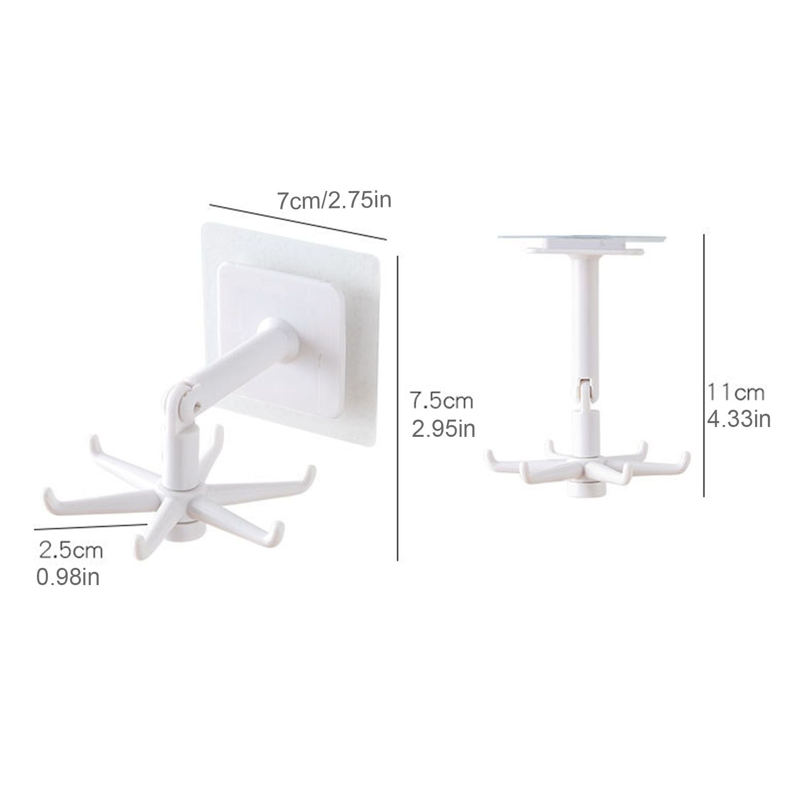Self Adhesive Hook 360 Degree Rotation Kitchen Rack Punch Free Wall Mounted Storage Shelf