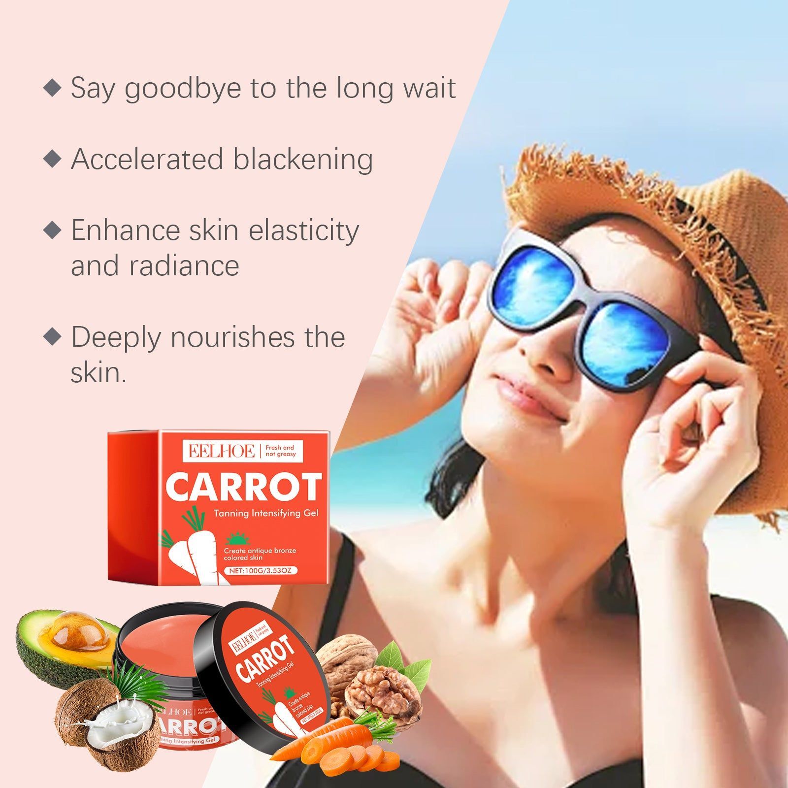 Black Gel for Skin Tanning, Brightening, and Healthy Glow, Natural Nourishing ,100g