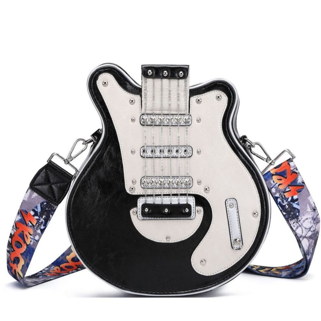 Vintage Guitar-Shaped Crossbody Bag Fashionable Women Shoulder Purse