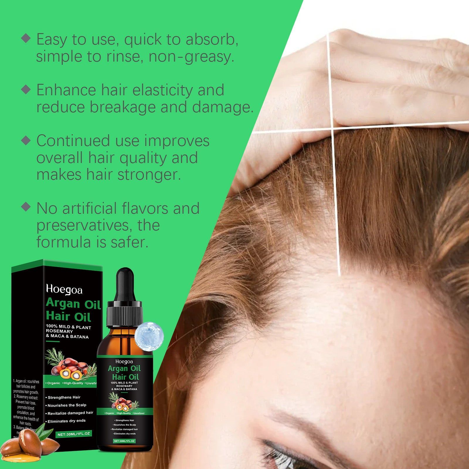 Argan Hair Care Oil, Nourish & Strengthen Hair, Prevent Hair Loss, Deep Repair ,30ml