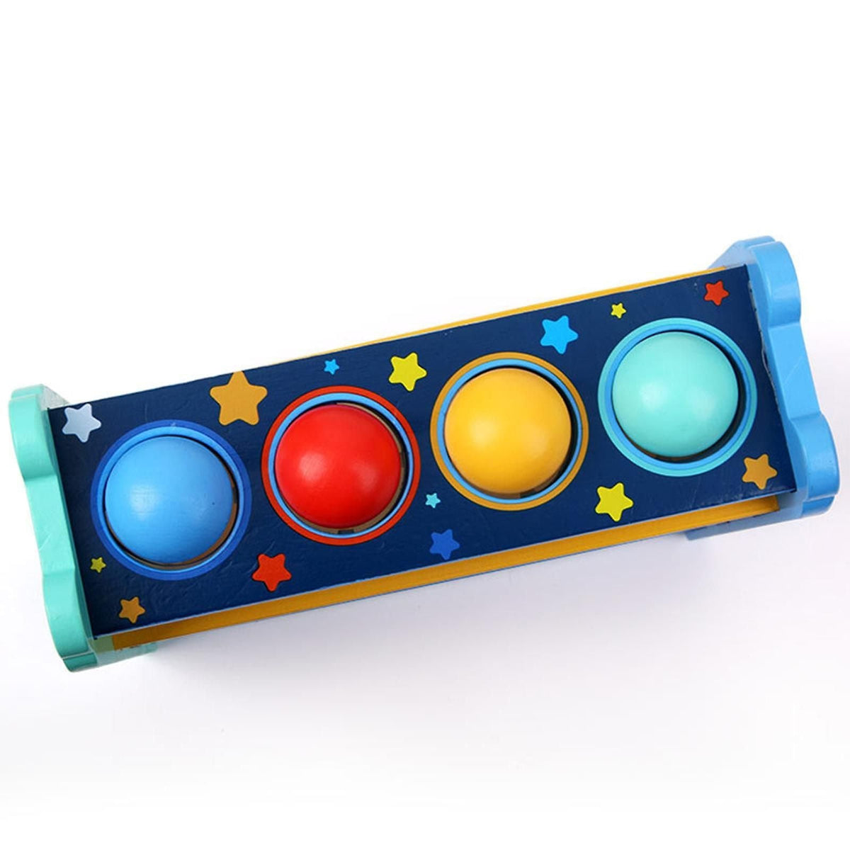 Children Wooden Ball Drop Hammer Striking Stool Toy Montessori Weighing Ball Toy