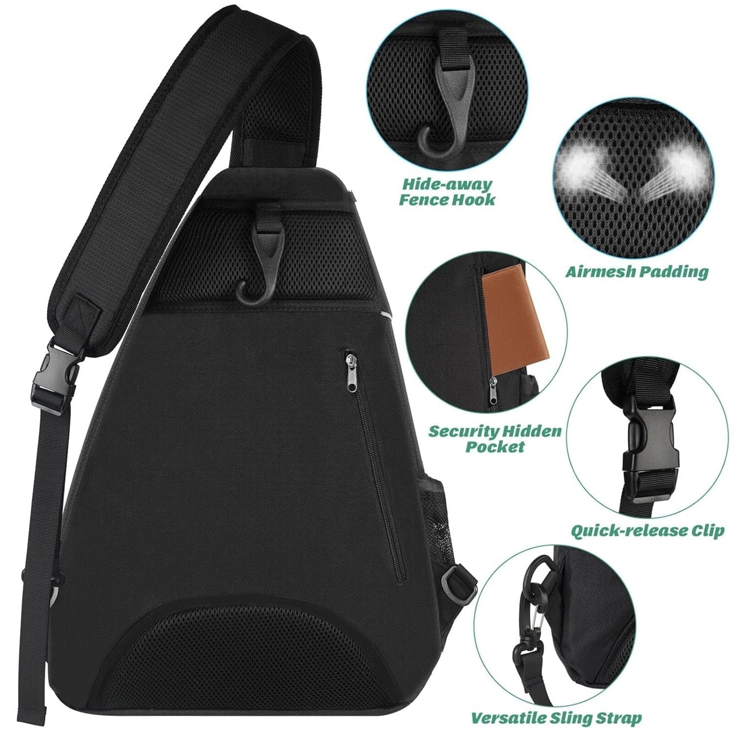 Tennis Sling Bag Water Resistant Tennis Crossbody Backpack for Men Women