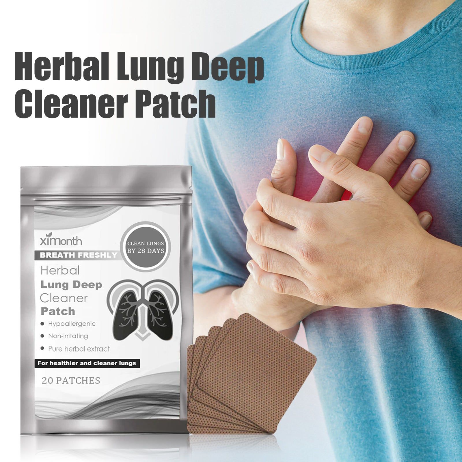 Herbal Lung Cleaner Patch, Relieve Fatigue, Boost Respiratory Health, Body Care ,20pcs