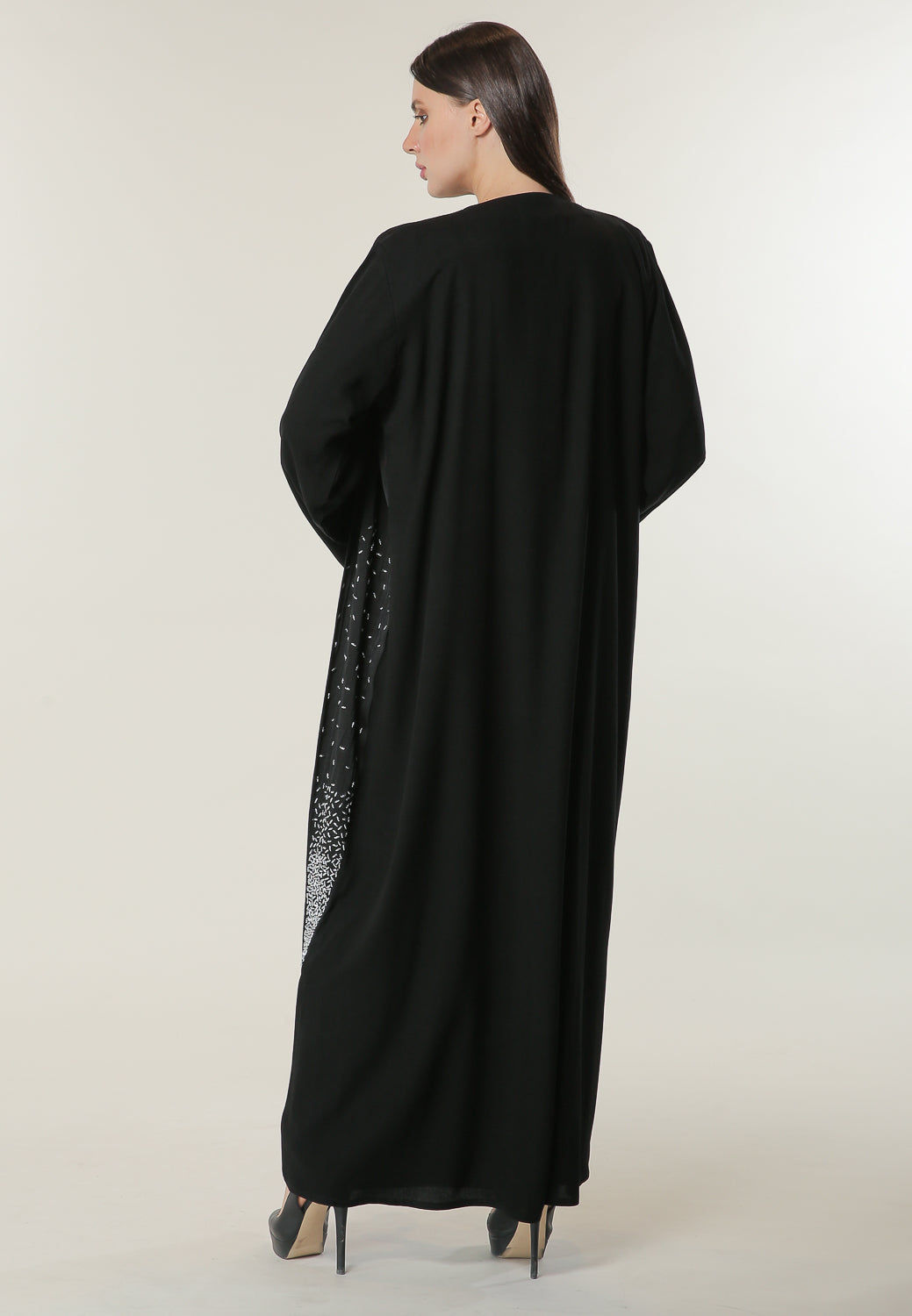MOiSTREET Black Abaya with Handwork on Twin Panels