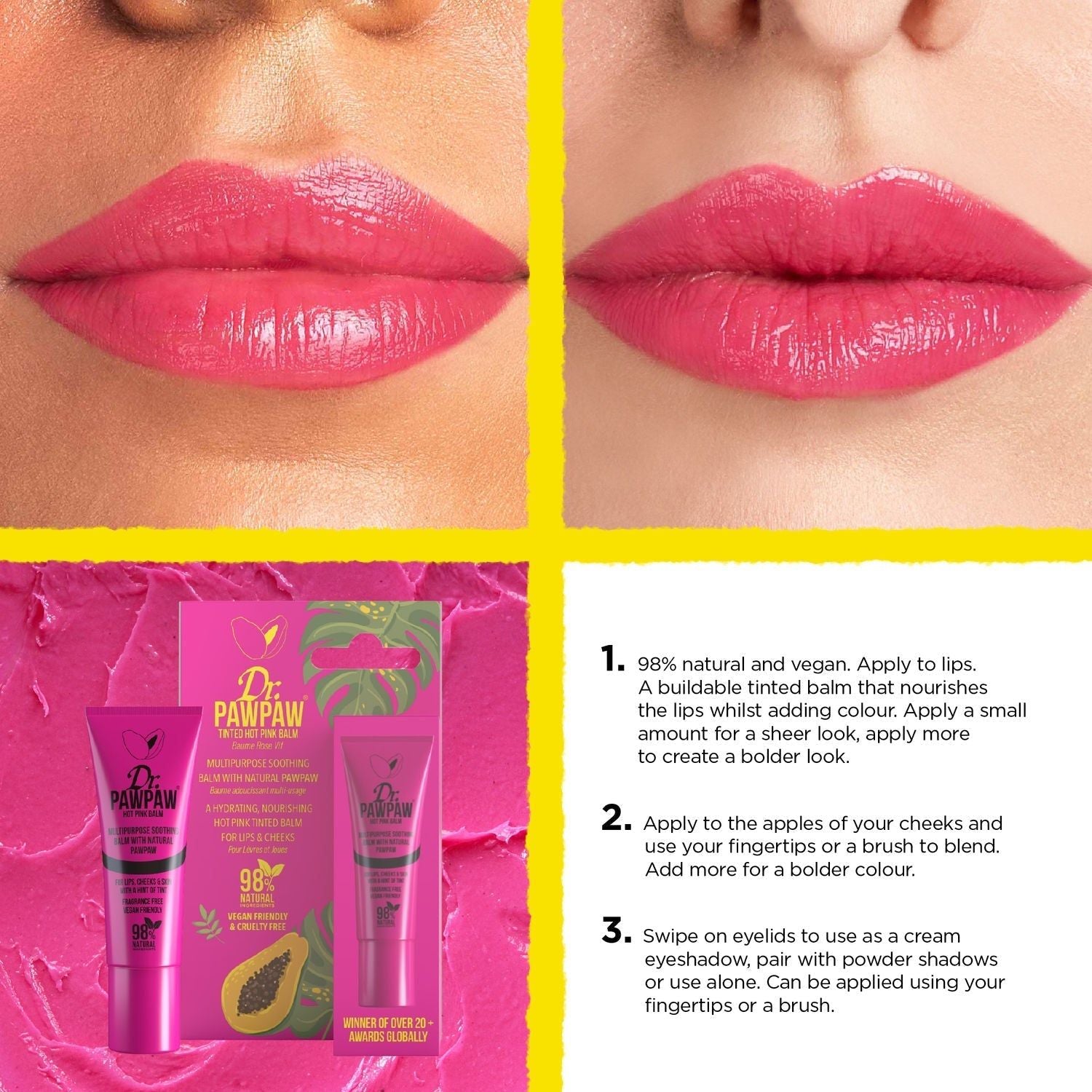 Dr. Pawpaw Hot Pink Balm For Lips And Skin, 1 X 25Ml