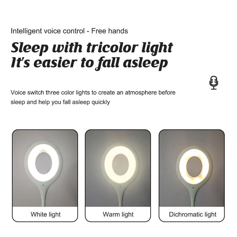 LED Reading Lamp Voice Control USB Light Smart Night Light For Bedroom